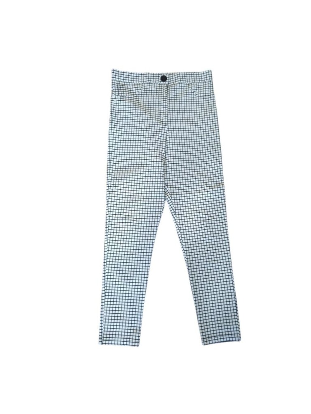 Zara Women's High-Waist Plaid Checkered Pants Black White Trousers XL NWOT Slim